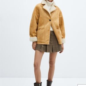 Mango Women's Tan Shearling Jacket Small